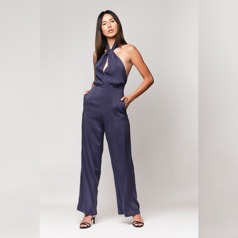 NWT Donna Mizani Navy Mecca Cut Out Jumpsuit S